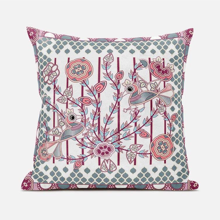 AmritaSen Floral Indoor/Outdoor Reversible Throw Pillow