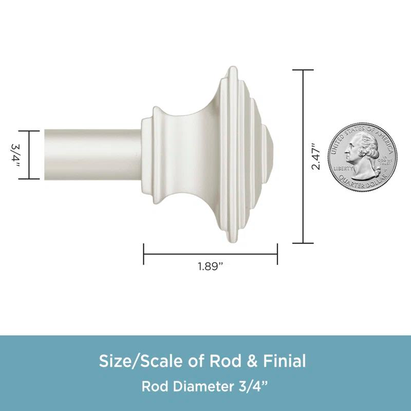 Kenney Square End Bay Window Double Curtain Rod, 78-144" Adjustable Length: 22-37" Sides, 28-72" Center, Steel