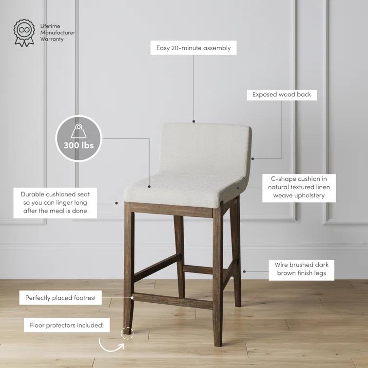 Nathan James Upholstered Wooden Stool