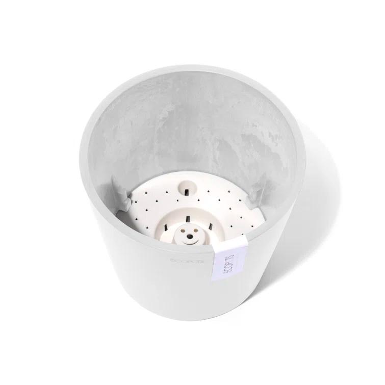 Ecopots Amsterdam Modern Round Recycled Plastic Planter Flower Pot with Water Reservoir