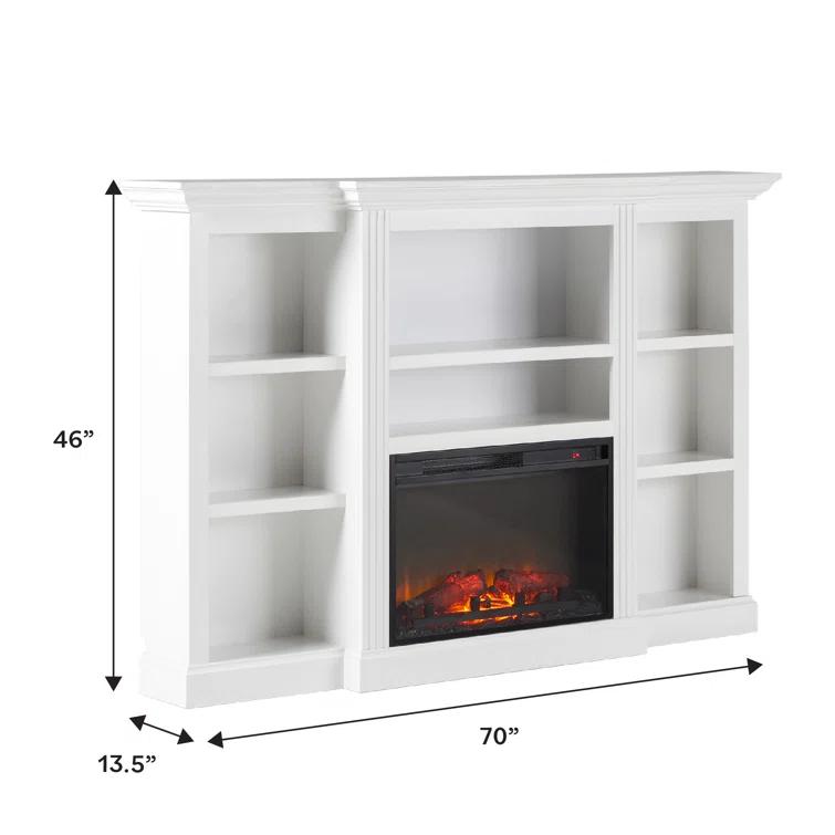Red Barrel Studio® Traditional 70” Mantel Fireplace with Open Shelving