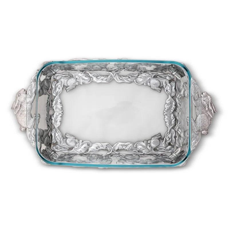 Silver Bunny Aluminum and Glass 3-Quart Casserole Dish
