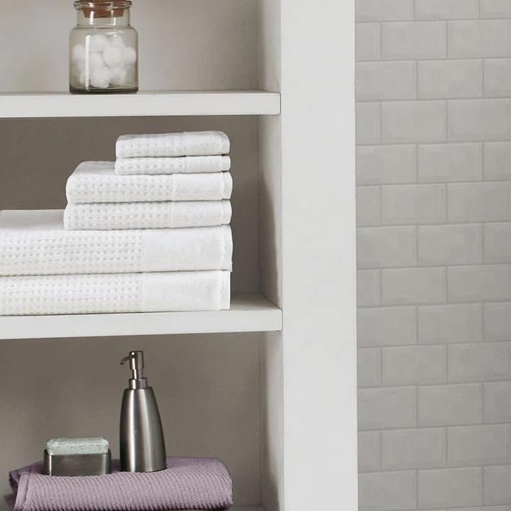 Madison Park Spa Waffle Cotton Jacquard Antimicrobial Bath Towel 6 Piece Set