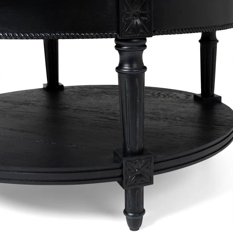 Maven Lane Maven Lane Pullman Traditional Round Wooden Coffee Table In Antiqued Black Finish