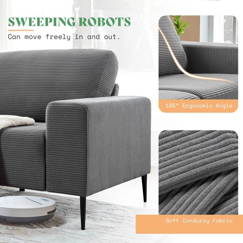 Wade Logan® Brynnly 89 in Comfy Sofa Couch with Extra Deep Seat 3 Seater Sofa Chair Set for Living Room