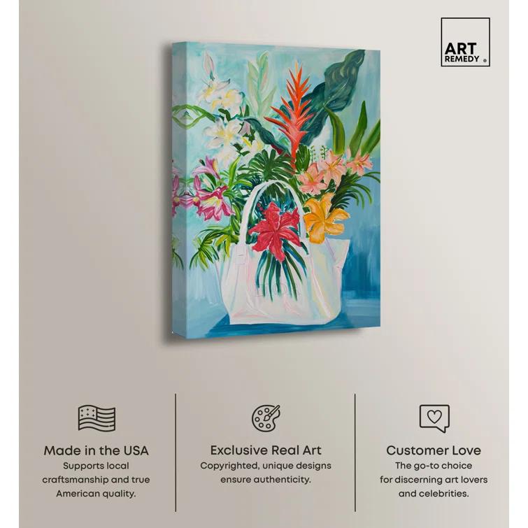 Art Remedy Art Remedy Tropical Flower Bag Framed Flowers In Vase Paintings 55517
