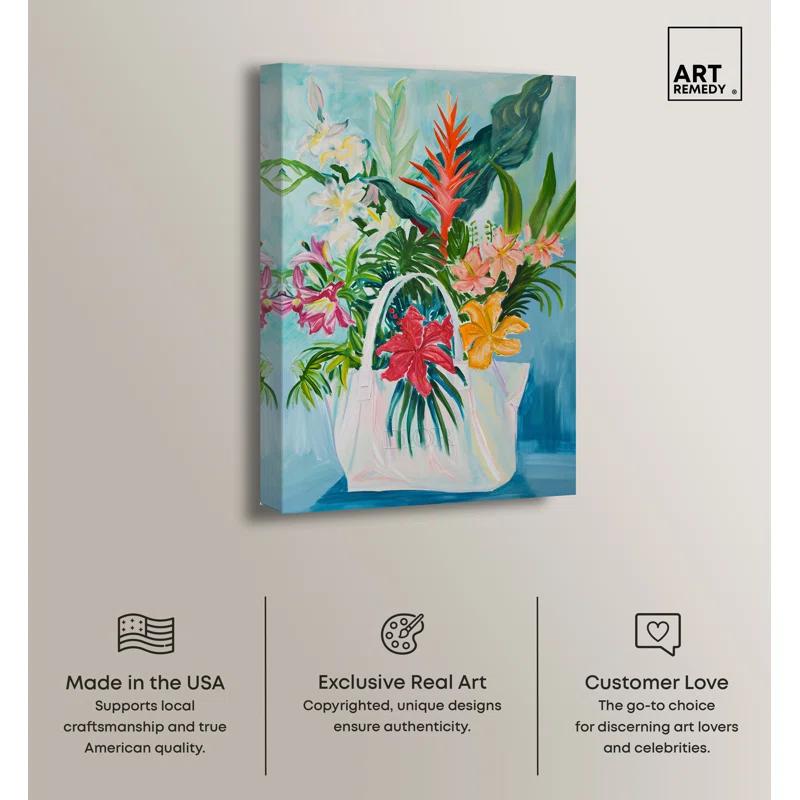 Art Remedy Art Remedy Tropical Flower Bag Framed Flowers In Vase Paintings 55517