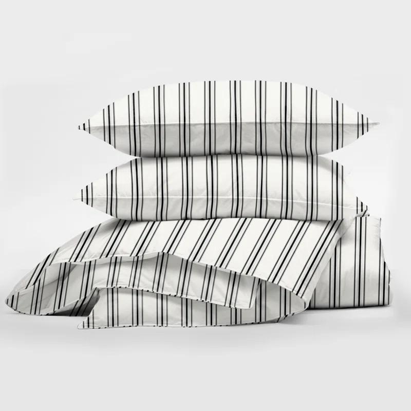 6ix Tailors Fine Linens August Stripe Reversible Cotton Duvet Cover Set