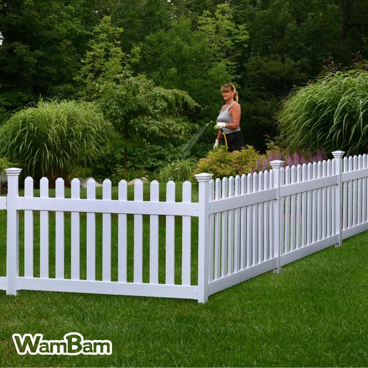 WamBam No-Dig Fence 3ft H x 6ft W (1 Panel + 1 Post) No Dig WamBam Newport Fence Kit, White Vinyl Picket Fence, Easy Install Outdoor Fence for Backyard or Patio, DIY Decorative Fencing, ZP19002