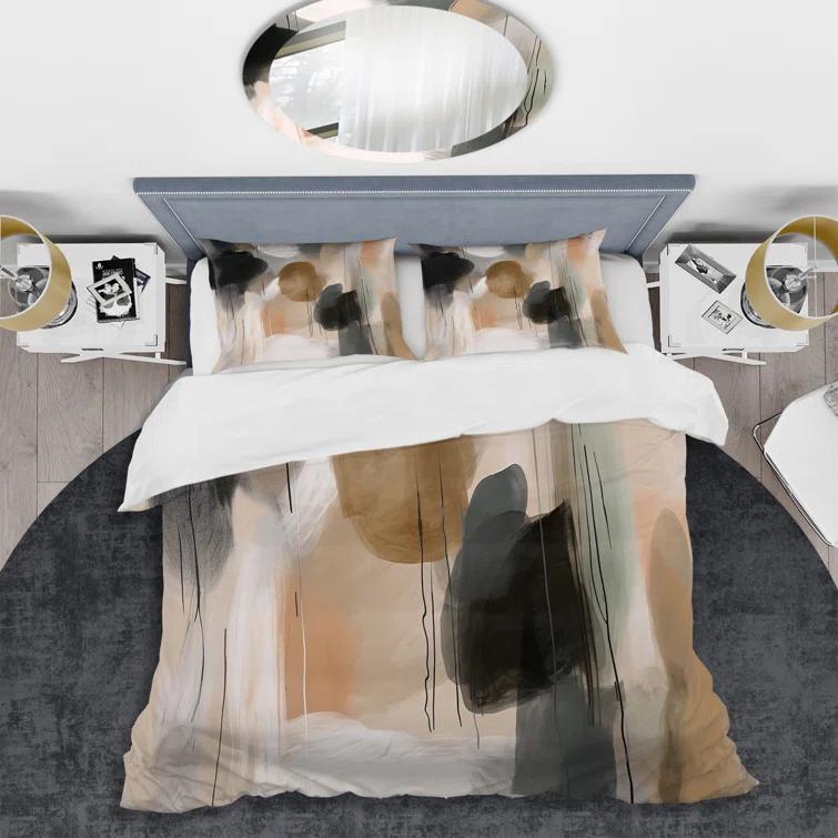Design Art Painting Of Abstract Shapes III - Abstract Painting Duvet Cover Set - Microfiber Polyester
