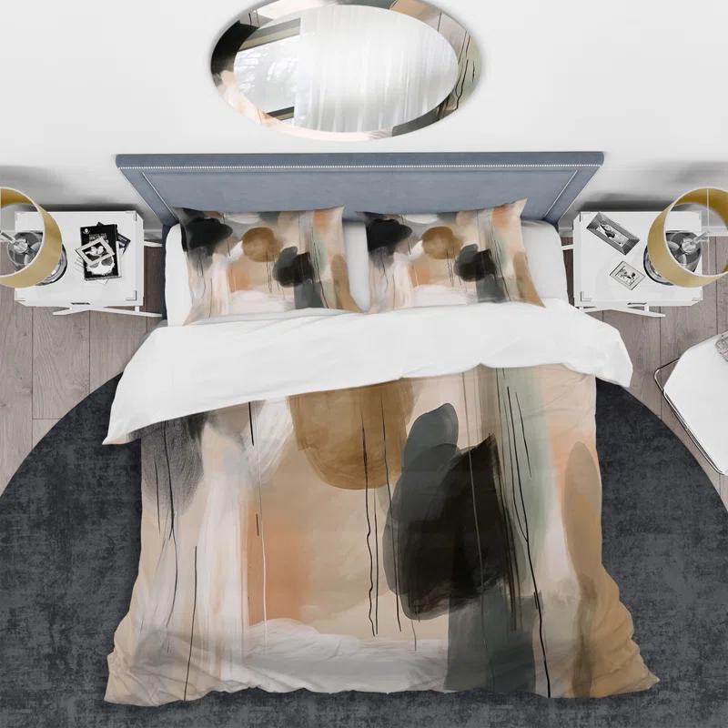 Design Art Painting Of Abstract Shapes III - Abstract Painting Duvet Cover Set - Microfiber Polyester