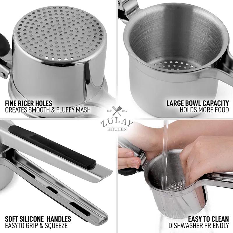 Zulay Kitchen Zulay Kitchen Large 13.5oz Potato Ricer Stainless Steel Heavy Duty Masher with Non-Slip Handle
