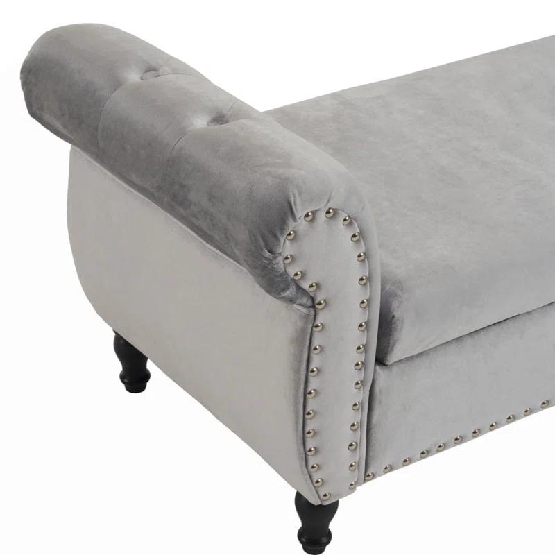 Velvet Multifunctional Storage Rectangular Ottoman Bench With 1 Pillow
