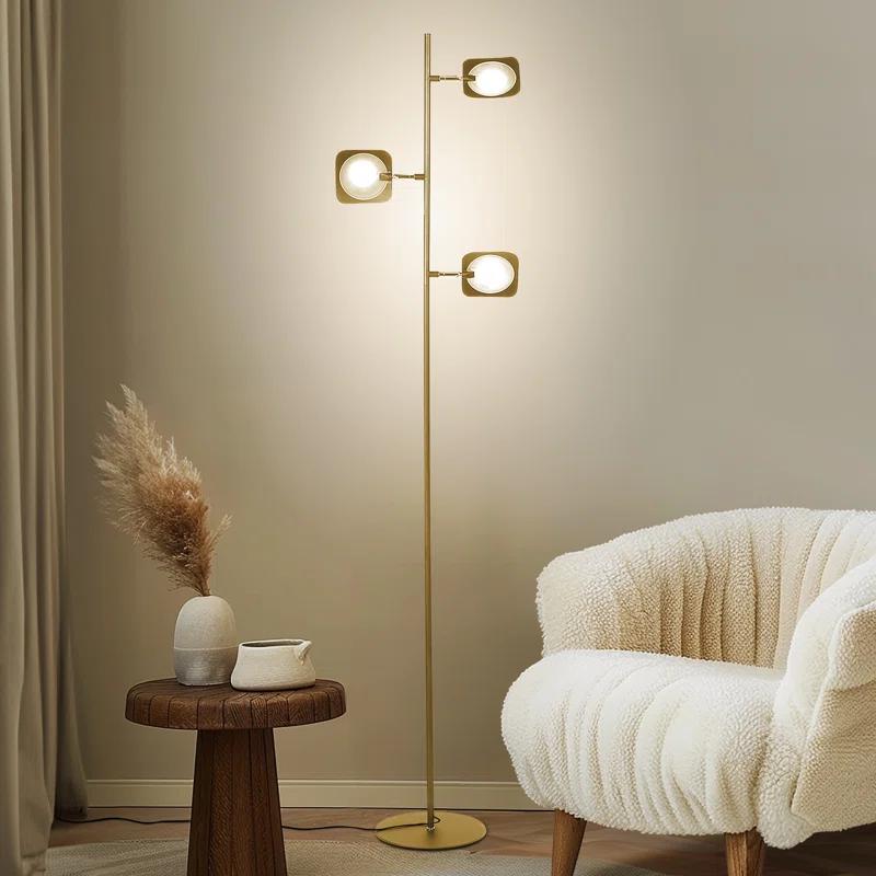 Brightech Tree Industrial LED 3-Way Dimming Floor Lamp with 3 Adjustable Spot Lights