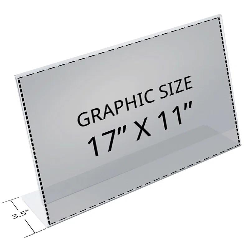 Azar Displays Angled L-Shaped Sign Holder Frame with Slant Back Design 17"x 11''High- Horizontal/Landscape, 10-Pack (Set of 10)