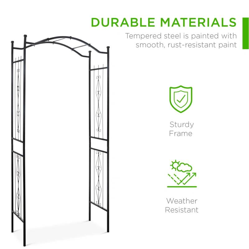 Best Choice Products 92 in. Steel Garden Arch Arbor Outdoor Trellis for Garden, Climbing Plants with Wire Lattice