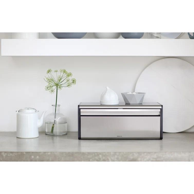 Brabantia Fall Front Bread Box, Matte Steel Fingerprint Proof