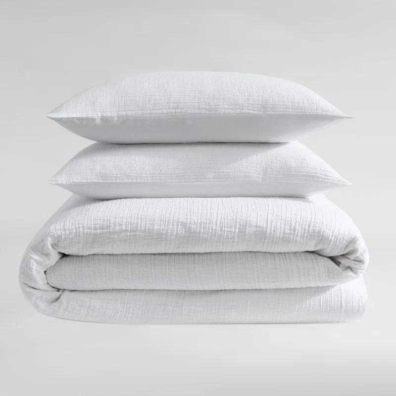 Calvin Klein Washed Texture Solid Cotton Duvet Cover Set