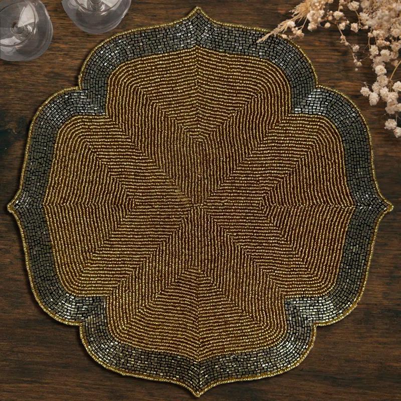Decozen Decozen Beaded Placemats for Dining Table - Set 6-14 Inches for Kitchen Decor Scratch Heat Resistant Charger Durable Tablemats (Set of 6)
