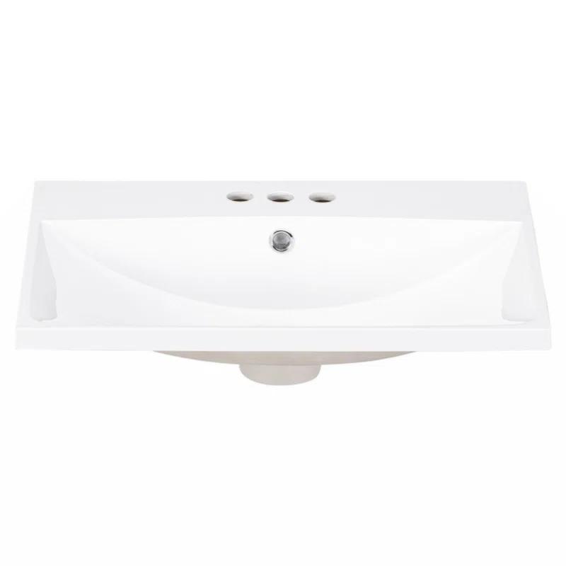 Wenty 18'' White Ceramic Rectangular Bathroom Sink