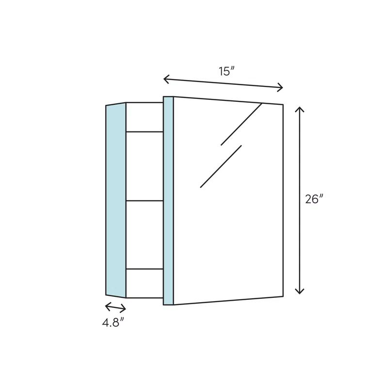 CLC Recessed or Surface Mount Frameless Aluminum Medicine Cabinet Adjustable Shelves