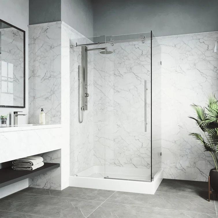 Elan E-class 48" W x 36" D x 82" H Sliding Frameless Shower Enclosure with 3/8" Clear Glass&Base
