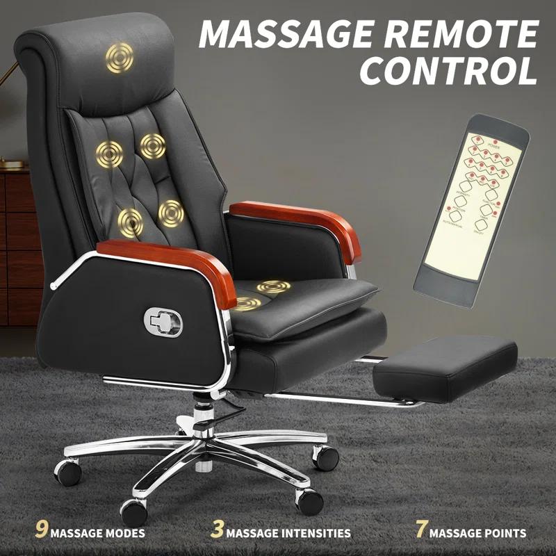 Kinnls Kinnls Cameron Massage Chair Genuine Leather Executive Chair With Headrest