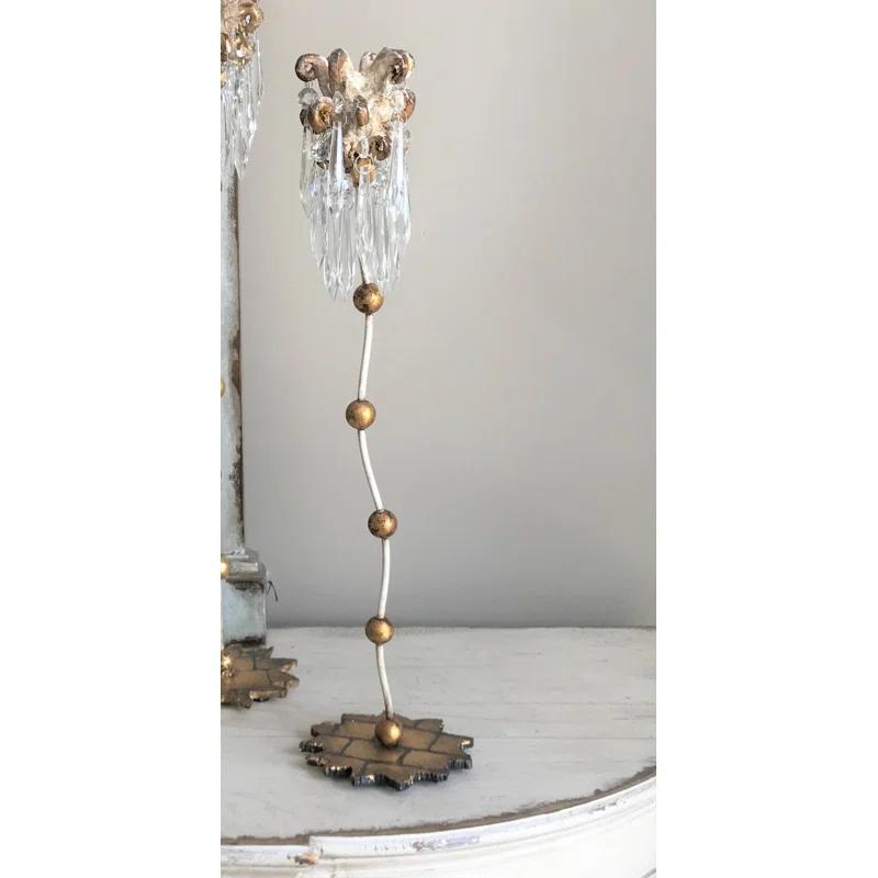 Lucas McKearn Venetian 21" Medium Crystal Whimsical Candlestick Holder in Gold