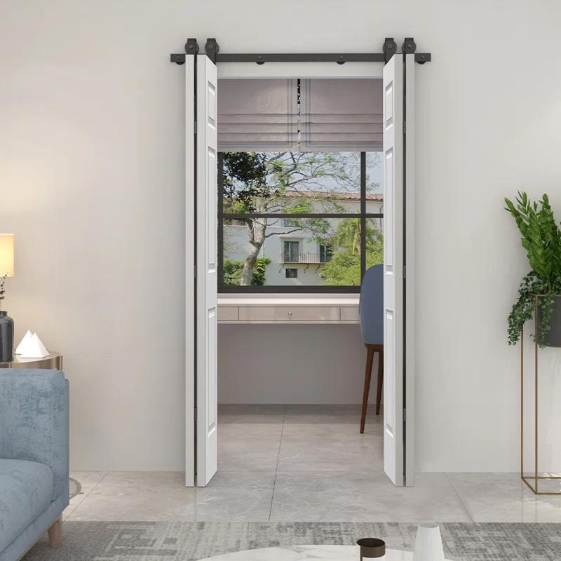 Calhome Paneled MDF Composite Double Bifold Barn Doors with Installation Hardware Kit