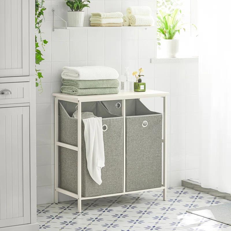 Haotian Bathroom Laundry Hamper Basket with Shelf
