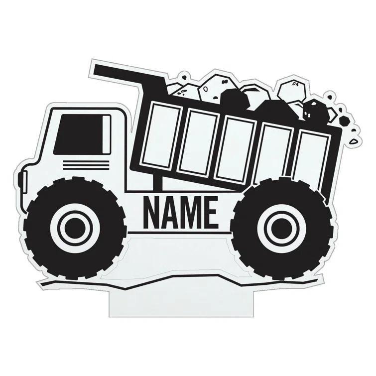 CPS Dump Truck LED Night Light with Custom Name Laser Engraved on Acrylic Design Insert