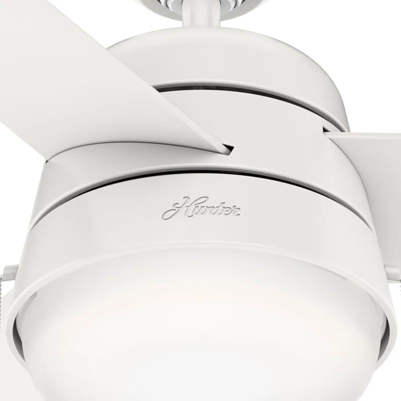 Hunter Fan 52" Aker 3 - Blade Indoor Standard Ceiling Fan with Pull Chain and Light Kit Included