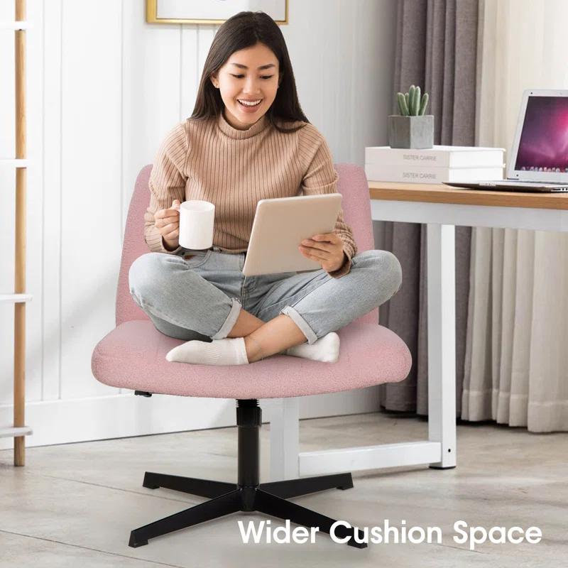 FDW Criss Cross Chair Armless Office Chair No Wheels Modern Swivel Height Adjustable Ergonomic Desk Chair With Wide Seat Computer Task Vanity Chair For Home Office