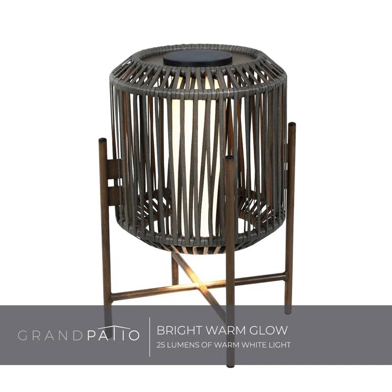 Decorative Light With Brown Wicker, Integrated LED Solar Lamp For Porch, Garden, Patio, Enjoy Eco-Friendly Illumination, Baffin Taupe