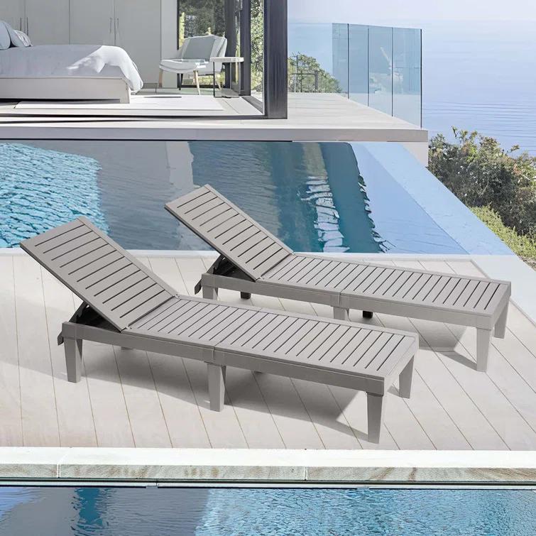 Nestl Nestl Waterproof, Lightweight, and Adjustable Outdoor Polyresin Chaise Lounge Chair Set (Set of 2)