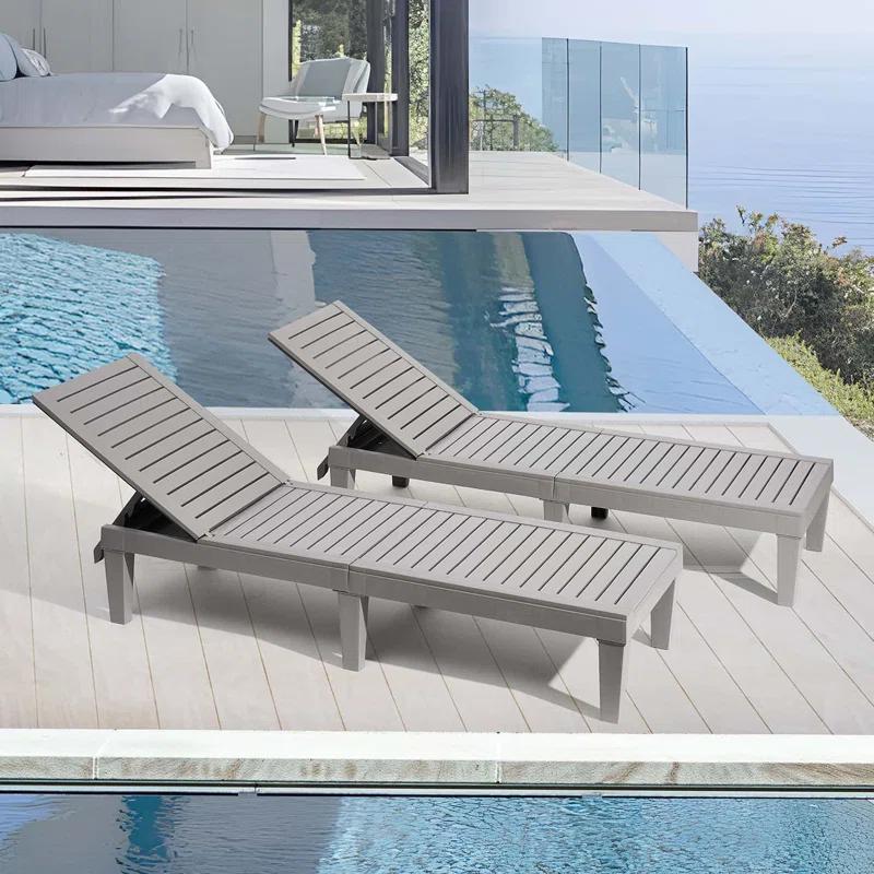 Nestl Nestl Waterproof, Lightweight, and Adjustable Outdoor Polyresin Chaise Lounge Chair Set (Set of 2)