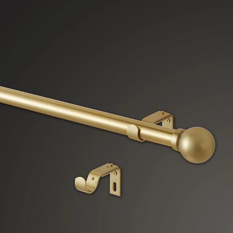 MODE Mode Premium Collection 1 Diameter Curtain Rod Set with Modern Ball Finials and Steel Wall Mounted Adjustable Rod