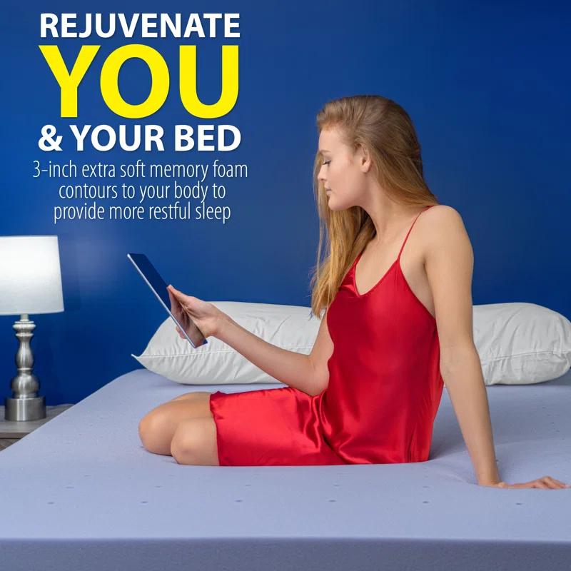 Deco Gear Deco Home 3-Inch Memory Foam Mattress Topper with Lavender Infused Scent