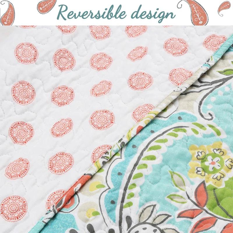 Cozy Line Home Fashion Candy Teal Paisley Quilt Set