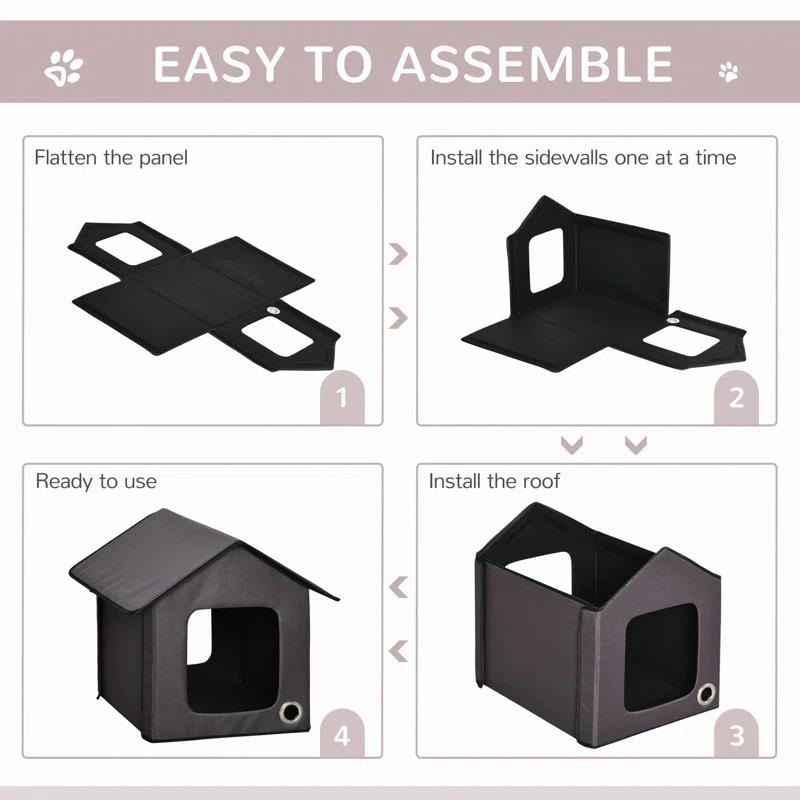 One Allium Way® Heated Cat Houses For Outdoor And Indoor, Portable Kitty Shelter, Waterproof And Insulated, Brown