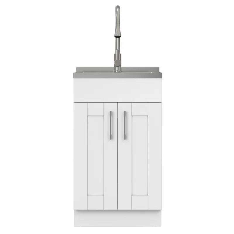 Modern Wide Shaker All-In-One 20-inch Laundry Utility Sink and Cabinet