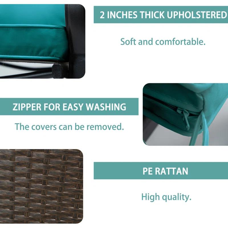 Mercury Row® Preciado 3 Piece Outdoor Patio Set With Cushions-Rocking Chair for Balcony, Lawn and Porch