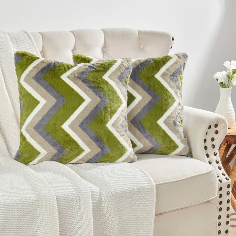 Home Soft Things Chevron Faux Fur Pillow Cover (Set of 2)
