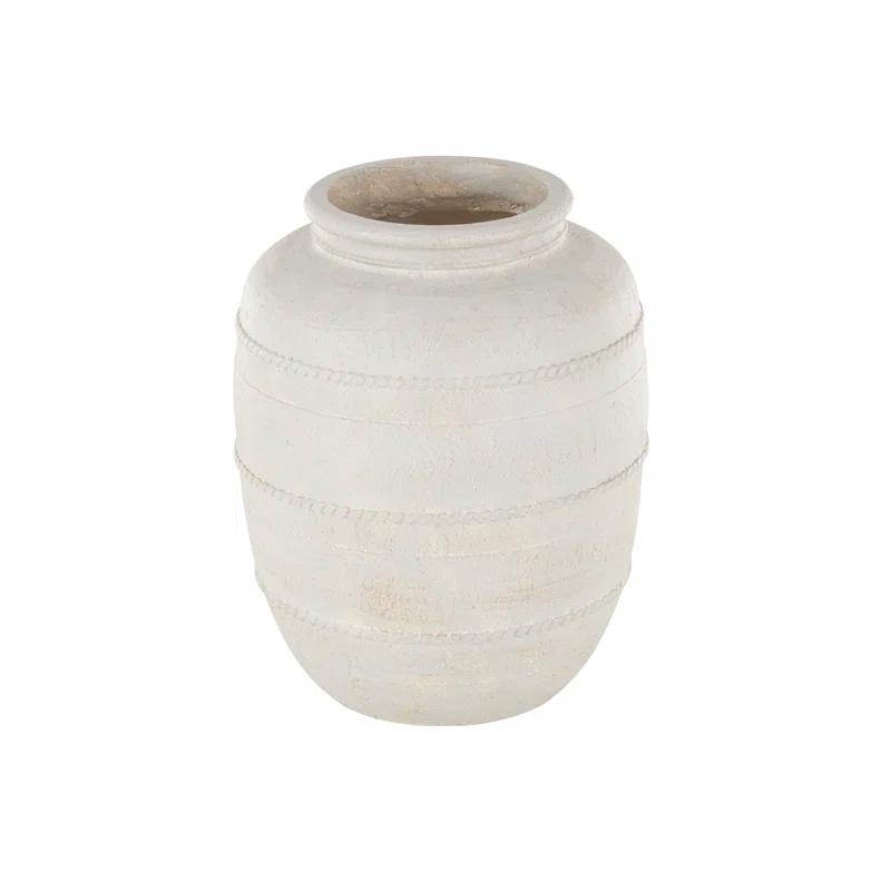 Tucson Magnesium Oxide Distressed Decorative Vase with Raised Braided Accents