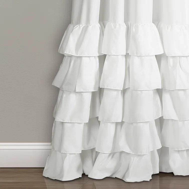Lush Decor Allison Ruffle Polyester Semi Sheer Curtain Pair (Set of 2)