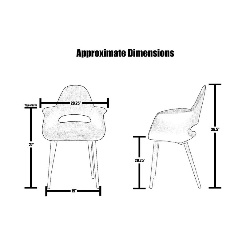 George Oliver Conover Clontz Upholstered Dining Armchairs – Mid-Century Modern Fabric Seat with Natural Wood Legs (Set of 2) (Set of 2)