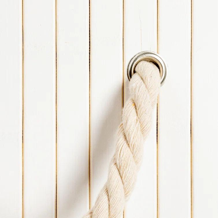 Household Essentials Bamboo Double Laundry Hamper with Rope Handles, Lid and Removable Machine Washable Laundry Bag, 39-Gallons