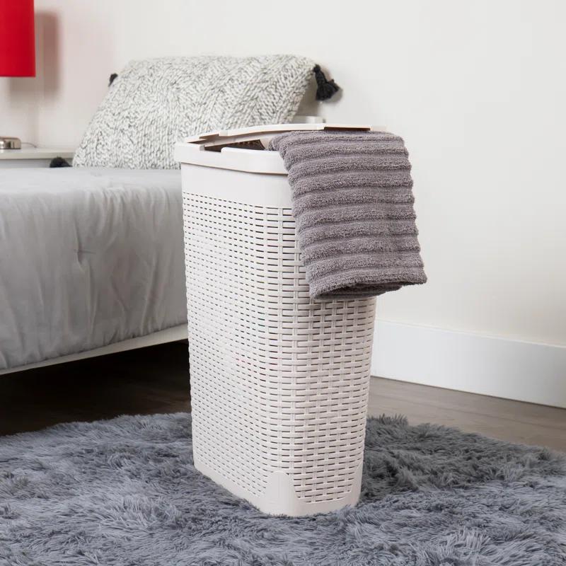 Mind Reader Mind Reader 40L Slim Laundry Hamper, Clothes Basket, Lid, Wicker Design, Plastic