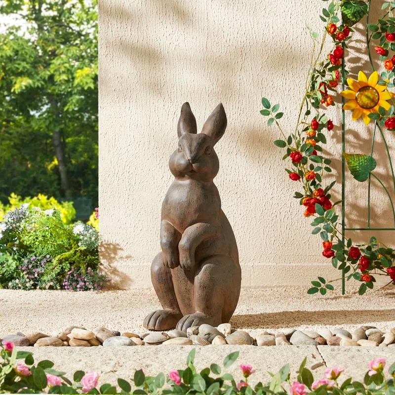 Trinx Zachary MGO Standing Rabbit Garden Statue
