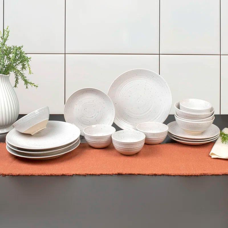 Sango Siterra 16-Piece Rustic White Stoneware Dinnerware Set - Service For 4, Plate & Bowl Set & Reviews | AllModern